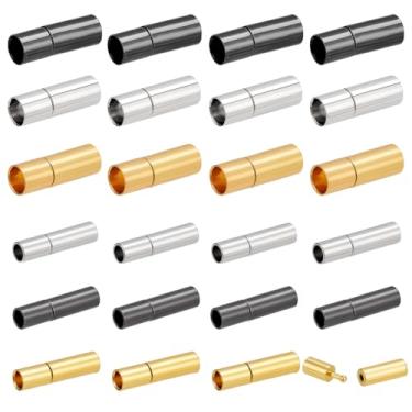 Imagem de PH PandaHall Conectores De Baioneta Latão Com 24 Peças, 6 Estilos, Fechos Coluna, Tampa Extremidade Cabo, Contas Barril, Cilindro, Pulseira Suave Para Colar Faça Você Mesmo, Furo 3 Mm/5 Mm
