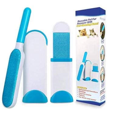 Imagem de Kit Escova Mágica Removedora de Pelos de Pet com Suporte: Limpeza Fácil e Prática para Roupas e Estofados. Sua casa Sem pêlos de Animais, e Menos Alergias