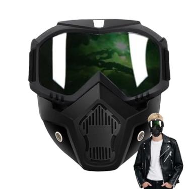 Imagem de Óculos de Moto | Capacete para Motocicleta com Cobertura Facial e Óculos,Proteção Ocular Clássica Anti-embaçante Antipó para Mulheres em Motocicletas ao Ar Livre