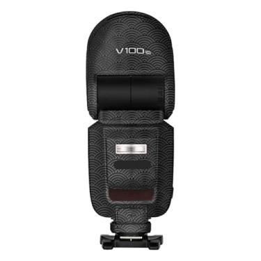 Imagem de Película protetora de flash para câmera Godox V100 Body Vinly Wrap Skin Premium Adesivo de Fotografia Decalque V100 (Nuvens Suspiciosas Preto)