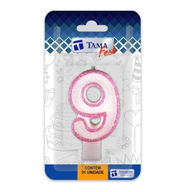 Imagem de Vela De Aniversário Número Branco E Rosa Com 10 Un. - TAMAROZZI EMBALA