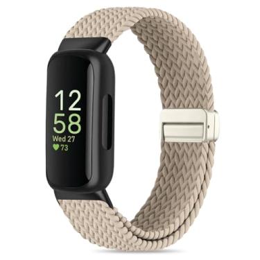 Imagem de Oanux Pulseira de reposição elástica magnética trançada compatível com Fitbit Inspire 3/Fitbit Inspire 2, pulseira de substituição de nylon elástica para mulheres e homens Inspire 3/2