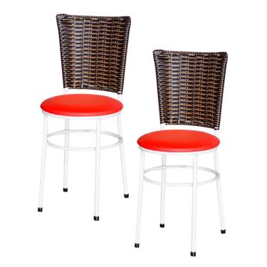 Imagem de 2 Cadeiras Para Mesa Branca Hawai Avelã Cor:vermelho