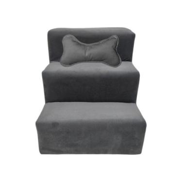 Imagem de Escada Para Pet 3 Degraus Veludo Cinza - New Haus