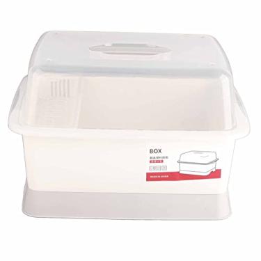 Imagem de Cremalheira De Secagem De Prato Portátil Com Tampa, Organizador Minimalista Do Escorredor Do Copo Da Placa Do Prato Dos Pp Bacia De Secagem Do Prato à Prova De Poeira Para A Cozinha De Casa(M)