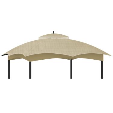 Imagem de Tampa superior de substituição para cobertura de dossel de camada dupla à prova d'água para lowe's Allen Roth 10X12 Gazebo #GF-12S004B-1, cáqui xadrez
