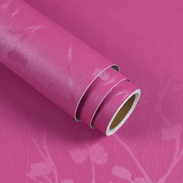 Imagem de VaryStyle Papel de parede rosa choque texturizado em relevo descascar e colar papel de parede rosa galhos de árvores papel de contato para armários e gavetas autoadesivo removível em papel de parede