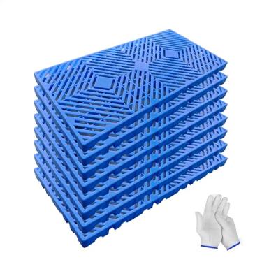 Imagem de HOLDWIN Paletes de plástico 8 peças - 59,9 cm x 30 cm x 30 cm x 3 cm almofadas de armazenamento leves e impermeáveis, uso interno/externo para cozinha, porão, garagem, armazém, uso industrial