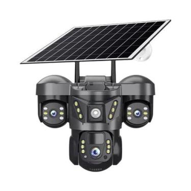 Imagem de Câmera IP Solar De Três Lentes 15MP 4G Wifi Externa PTZ Visão Noturna 