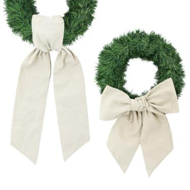 Imagem de hhdatc Pacote com 2 faixas de guirlanda para guirlanda decorativa de buxo para guirlanda de entrada de varanda e decoração de porta de férias (linho)