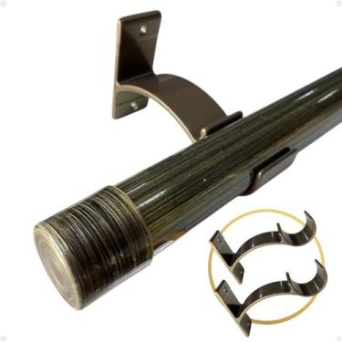 Imagem de Kit 2 Suporte Perfil Parede Varão Comum Ilhós 28mm Cortina Argola Inst