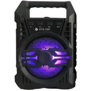 Imagem de Caixa de Som Bluetooth Amplificada KTS-1097 5W Portátil com USB, Rádio FM, TF, TWS, Entrada Mic, Preta – Som Potente p/Ambientes Internos e Externos