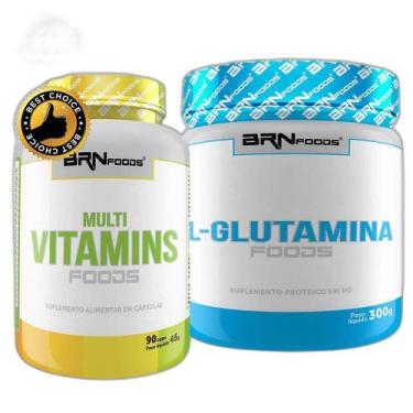 Imagem de Kit Glutamina 300g + Multivitaminas 90 Cápsulas - BRNFOODS - Brn Foods