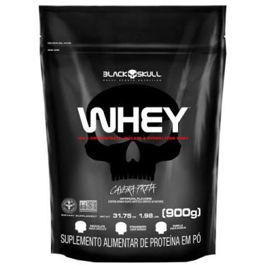 Imagem de Whey protein refil black skull - 900g (wpi, wpc, wph) - CAVEIRA PRETA,