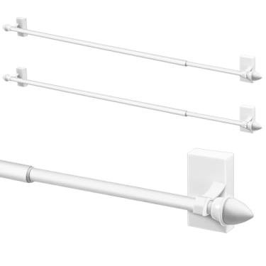 Imagem de Yaocom 2 varões magnéticos de cortina para porta de metal, 71 a 122 cm, haste magnética ajustável multiuso de 1,27 cm para molduras de janelas, armários, geladeiras, máquinas de lavar louça (branco