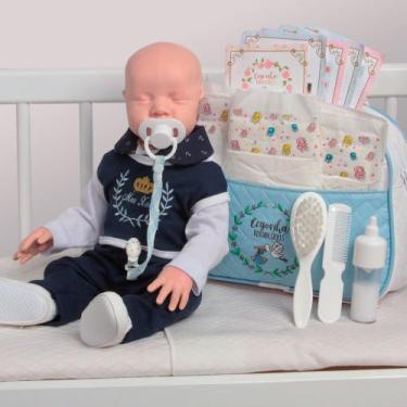 Imagem de Bebê Reborn Marinheiro com Bolsa Azul e Roupinha Completa - Cegonha Re