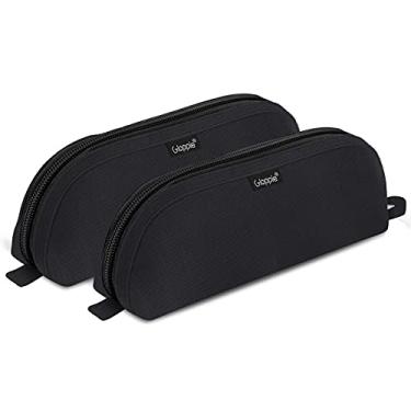 Imagem de Gloppie Pacote com 2 - Estojo prático para lápis, bolsa estética simples, suporte de caneta pequeno, material de volta às aulas para meninas e meninos, preto