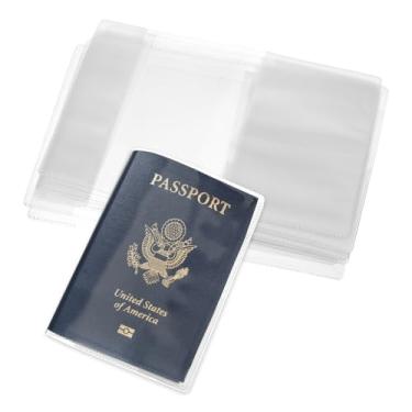 Imagem de 10 peças, capa transparente para passaporte, protetor de passaporte de plástico para homens e mulheres, porta-passaporte impermeável para viagens, organizador de documentos de viagem para passaportes