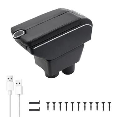 Imagem de YJYWZH Apoio De Braço Automotivo Com 7 Portas Usb Para Nissan Versa 2012-2019, Acessórios Automotivos, Console Central Couro E Fibra Carbono Porta-Copos