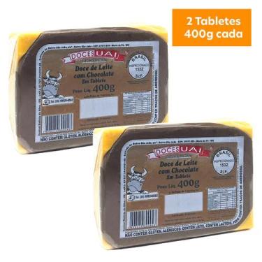 Imagem de Kit com 2 Doces de Leite c/ Chocolate Tablete Doces Uai 400g