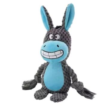 Imagem de Brinquedo para Pets Pelúcia Corda Trançada Personagens Divertidos: Burro Sorridente, Pato Curioso, Rena Dengosa, Raposa Esperta, Urso Desconfiado e Macaco Travesso