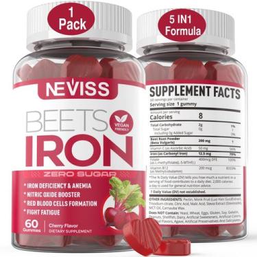 Imagem de Suplemento de gomas de raiz de beterraba NEVISS com ferro, B12, folato