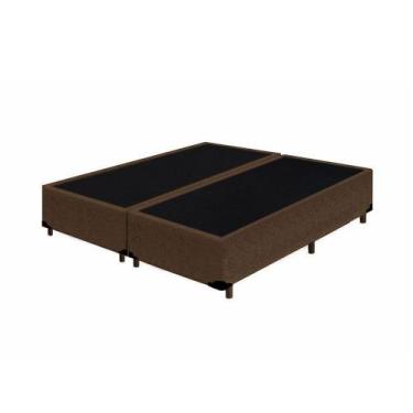 Imagem de Cama Box Queen Bipartido Loja Xerife Suede Marrom 40x158x198 - KSM Col