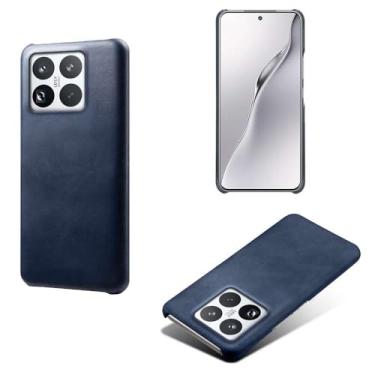 Imagem de Capa para Xiaomi 15 Pro,Proteção contra quedas,Casca de volta de cor sólida simples,Design de couro de imitação de plástico-Blue