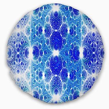 Imagem de Design Exotic Blue Fractal Crescent Pattern Sala de estar redonda, sofá, almofada de alta qualidade + capa de almofada impressa em ambos os lados 50 cm