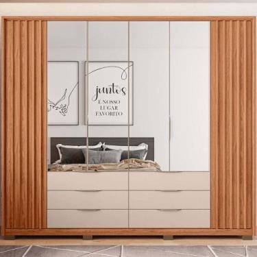 Imagem de Guarda Roupa Essence Casal Ripado 6 Portas de bater com 4 Espelhos e 6