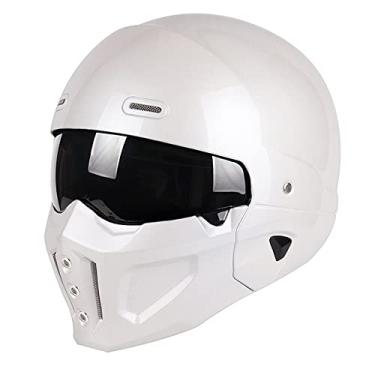 Imagem de Woljay Capacete de rosto aberto capacetes modulares de motocicleta para scooter unissex adulto Street Bike Cruiser aprovado pelo DOT (2GG, branco)