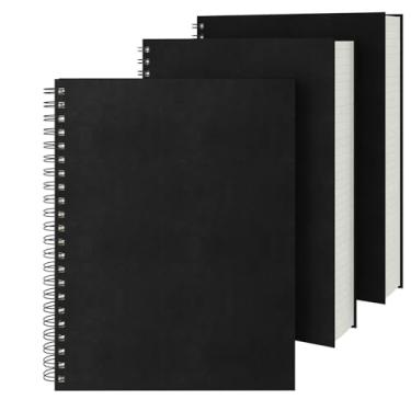 Imagem de EUSOAR Caderno espiral grande, pacote com 3 cadernos A4 21 x 28,4 cm, capa dura, pautado na faculdade, 240 páginas (120 folhas) blocos de escrita profissionais para anotações faça-você-mesmo, diário