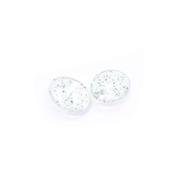 Imagem de Pingente Oval Acrílico Transparente com Glíter Verde 10x14mm 100pçs 50