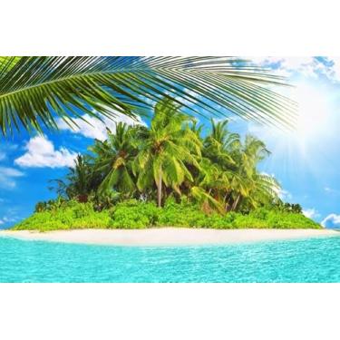 Imagem de Quadro Decorativo com Estampa Whole Tropical Island in Atoll Tropical Ocean 40 x 40 Vinil 1 unidade