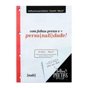 Imagem de Bloco Fichário A4 Pautado Preto Nali