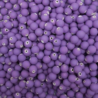 Imagem de Miçanga Passante Bola Emborrachada Plástico Roxa 8mm 10pçs 4g - Macall