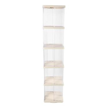Imagem de OUFEIJIA Rack de armazenamento 360 Display Corner Bookshelf Organizer Clear Rotating Bookshelf Floor Standing Bookcase for Bedroom Turntable Rack