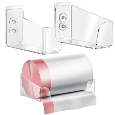 Imagem de TOWARDFUN Dispensador de acrílico para lixo e saco de lixo montado na parede, fácil acesso a sacos de lixo e lixo recipiente organizador de rolo para porta de armário, embaixo da pia, parede, banheiro