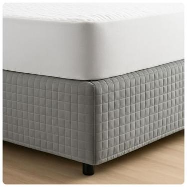 Imagem de Saia Box Matelada Tamanho Solteiro 1,88m x 88cm Cinza - Casaborda Enxo
