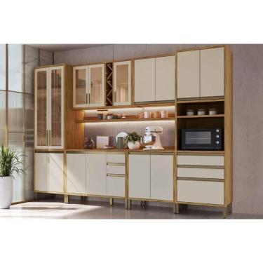 Imagem de Kit Cozinha Modulada 8 Peças Tempranillo (2Aéreos+2Balcões+1Paneleiro+1TorreQuente+2Com...