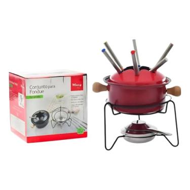Imagem de Conjunto Para Fondue 10 Peças Carne Chocolate Queijo Inverno (Vermelho)
