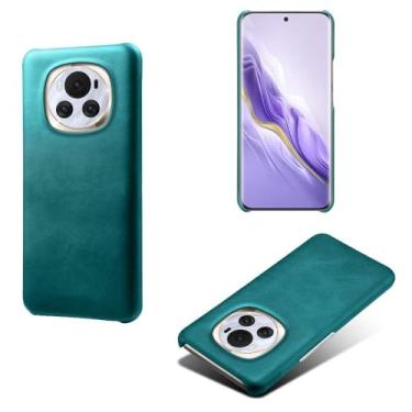 Imagem de Capa para Honor Magic 6,Proteção contra quedas,Casca de volta de cor sólida simples,Design de couro de imitação de plástico-Green