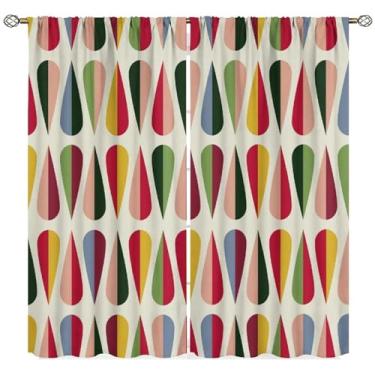 Imagem de Cortinas modernas de meados do século, abstrato atômico starburst geométrico, tratamentos de janela para quarto e sala de estar, cortinas decorativas vintage dos anos 1950, 1960, conjuntos de 2
