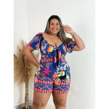 Imagem de Macaquinho PlusSize GG G1 G2 - NoBrand, Azul estrelha, g1, viscolinho
