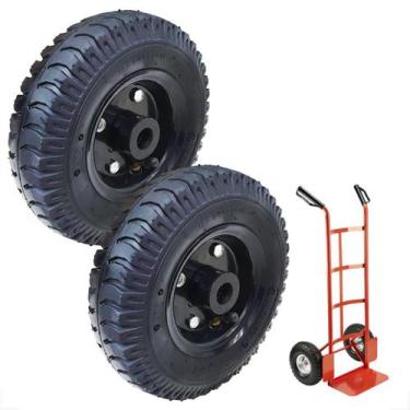 Imagem de Kit 02 Pneus Com roda E Câmara 250x4 Carrinho Rolete Aro 4 - BUFFALO