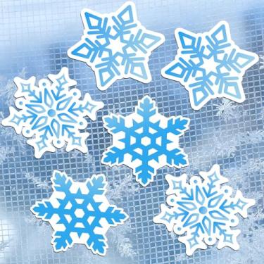 Imagem de MWOOT Ímãs de porta de tela de floco de neve de inverno decorativos, decalques de porta de tela dupla face flexíveis, decalques de ímã de geladeira, ímãs de cruzeiro, S creen M agnets para Pet Strike