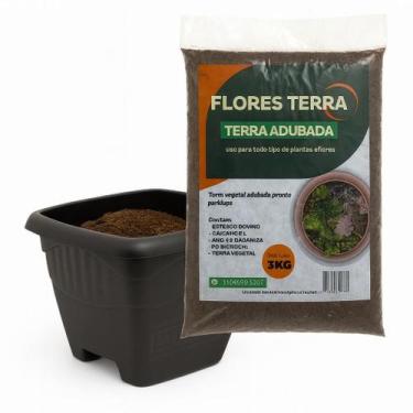 Imagem de Vaso Preto 5,5L + Terra Adubada 3kg Kit Plantio - mimos pet