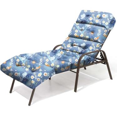 Imagem de Almofada para espreguiçadeira ao ar livre, 100% à prova d'água, almofada de substituição de cadeira de algodão com laços para móveis ao ar livre, almofada de espreguiçadeira de piscina para pátio, 189