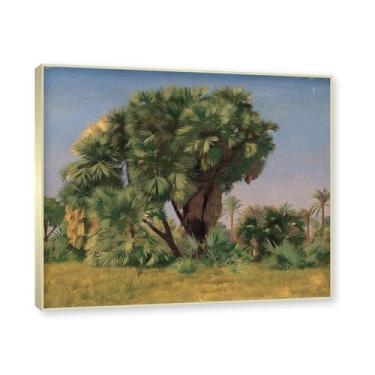 Imagem de NHLDZYH Moldura de champanhe. Famosas pinturas a óleo, (palmeiras) de Jean Leon Gerome, reprodução impressa em tela, arte de cenário para decoração de sala de estar. 40 x 48 cm - 15,7 x 18,9 pol