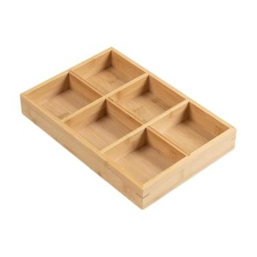 Imagem de Bothyi Bandeja de bambu para servir alimentos, travessa para aperitivos, recipiente para lanches, travessa para servir nozes e doces para cozinha, sala de, 6 Grades